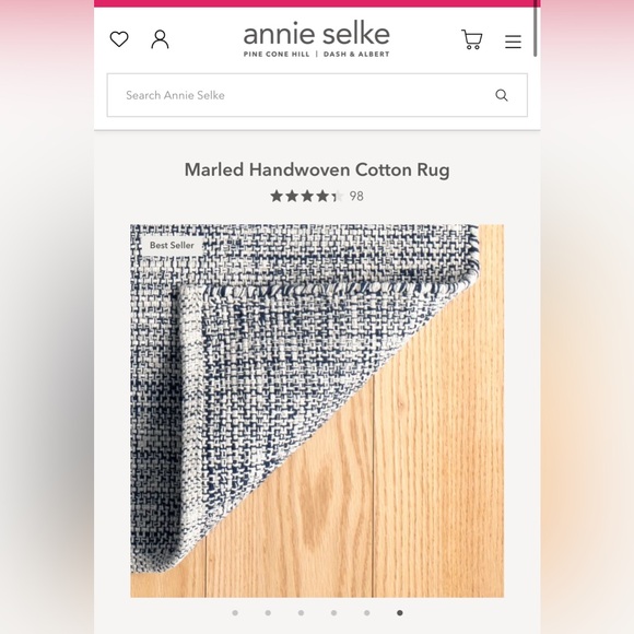 Annie Selke Marled Handwoven Cotton Rug: Indigo - Picture 3 of 8